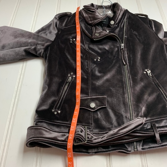 NEW Lucky brand Purple Velvet Zipper Moto Jacket L - Picture 7 of 8